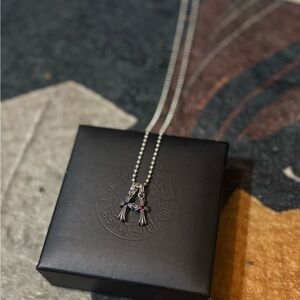 .925 CH RUBY AND SAPPHIRE DOUBLE BABY FAT PENDENT 18 IN. BALL CHAIN NECKLACE